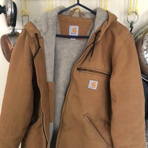 RELAXED FIT WASHED DUCK SHERPA-LINED JACKET